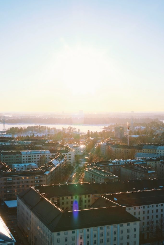 a view of a city from a tall building